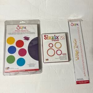 Sizzix Texturz Starter Kit, Wingo Zingo alphabet and Cuts circle combo craft LOT